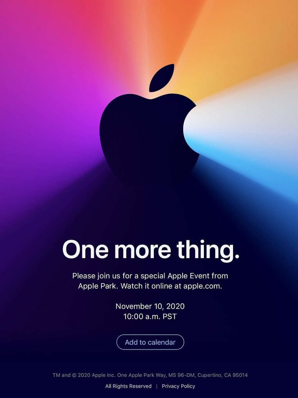Apple công bố sự kiện ra mắt sản phẩm mới vào ngày 10/11