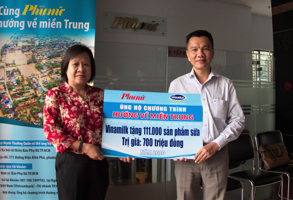 Vinamilk ủng hộ gần 4 tỷ đồng cho người dân miền Trung bị ảnh hưởng bão lũ