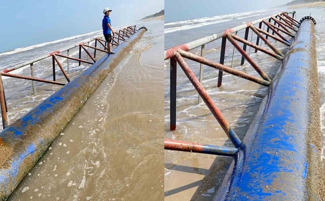 "Vật thể lạ" dài 20m, nặng 10 tấn trôi dạt vào bờ biển Hà Tĩnh